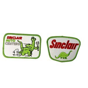 (2) LOT of Sinclair Automotive Center Dino Premium 3in Embroidered Iron-on Patch